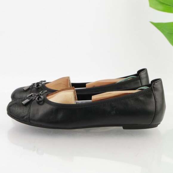Vionic Womens Minna Ballet Flats Size 8.5 Black Leather Slip On Shoe Cap Toe Bow - Picture 6 of 12